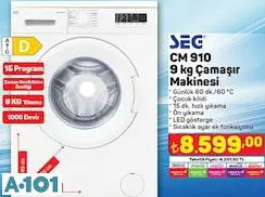 SEG 9 KG ÇAMAŞIR MAKİNESİ SEG 9 KG ÇAMAŞIR MAKİNESİ